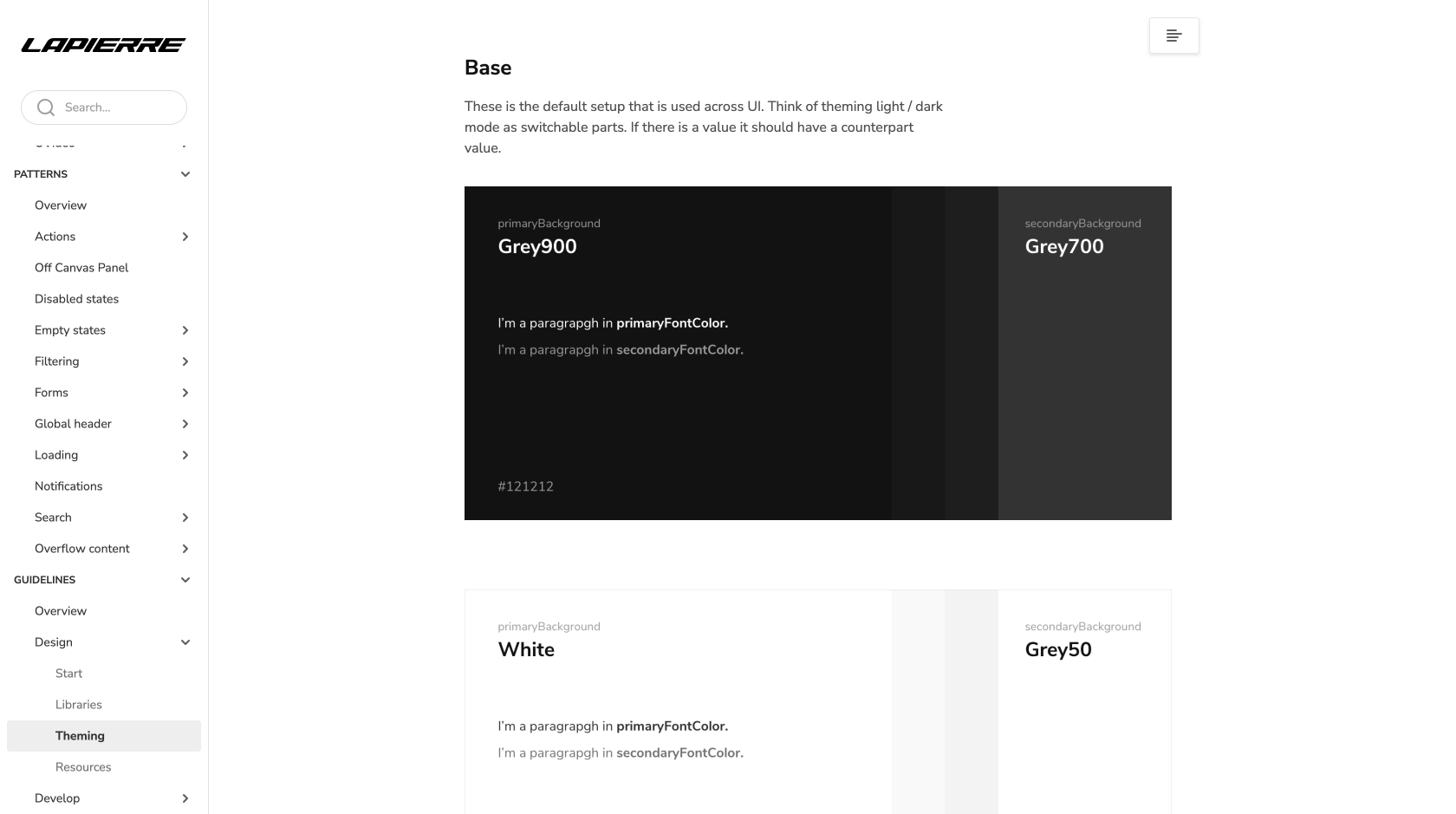 The same interface components shown in light and dark themes.