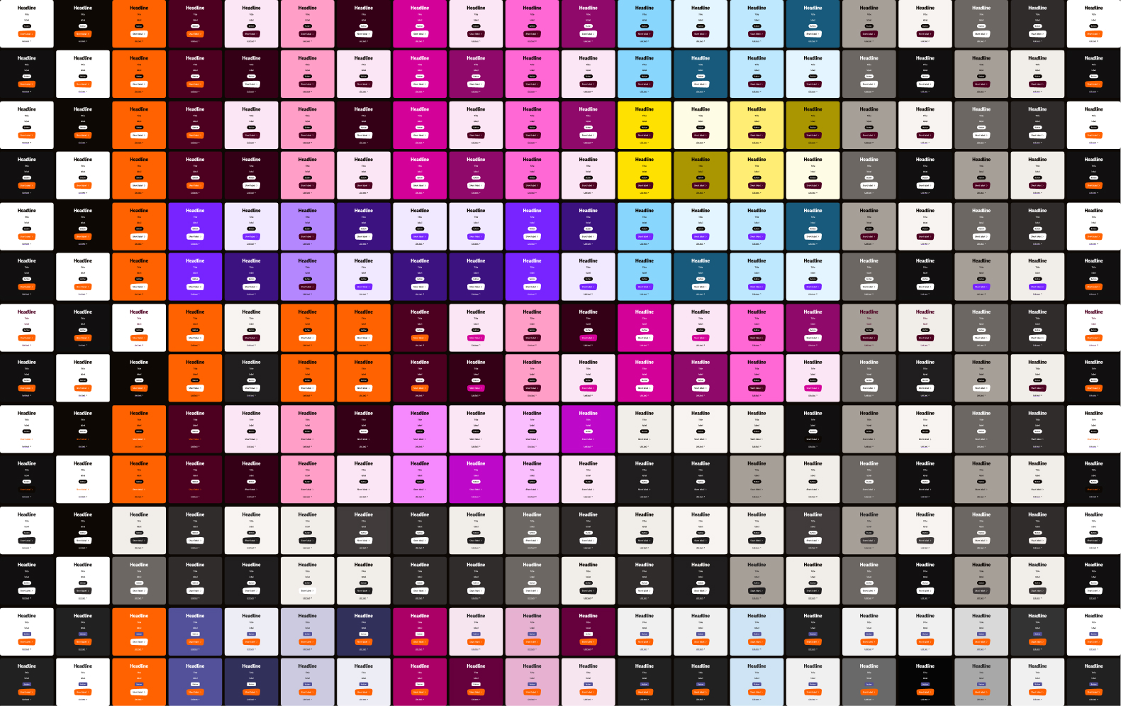 Colour combinations across themes